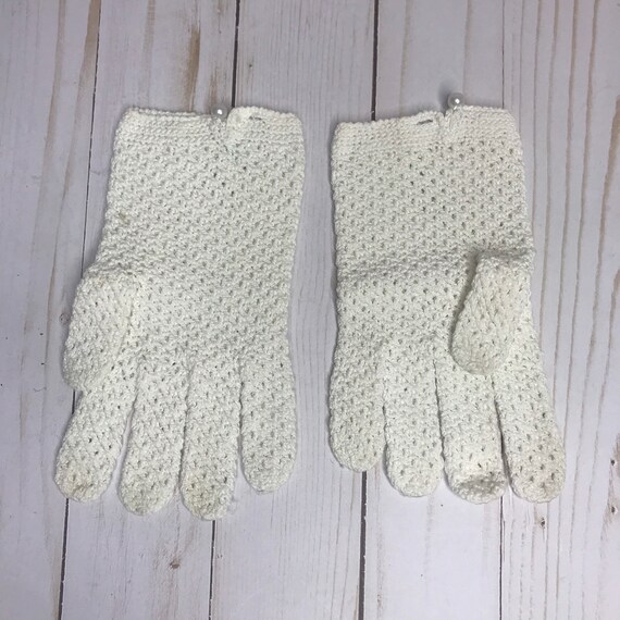 Vintage Crochet Gloves Bridal Accessory, Off-Whit… - image 4