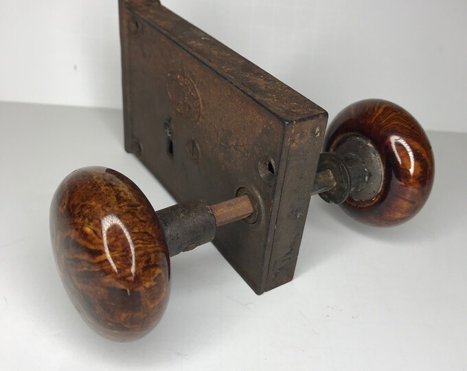 Vintage Bakelite Door Knobs With Spindle and Trim Plate Etsy