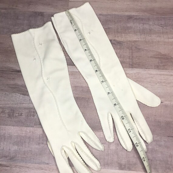 Vintage Lady Gay Fancy Off-White Gloves, Double W… - image 8