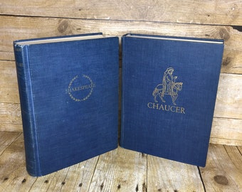 Shakespeare Complete Plays and Poems, 1942 And Complete Works of Geoffrey  Chaucer, 1961, New Cambridge Edition, Vintage Set of Two Books