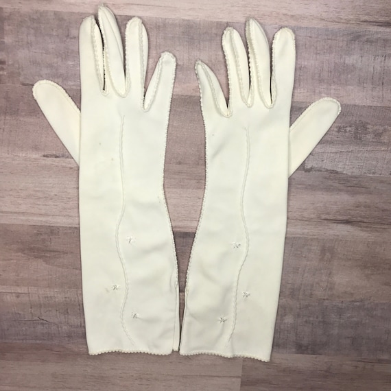 Vintage Lady Gay Fancy Off-White Gloves, Double W… - image 2