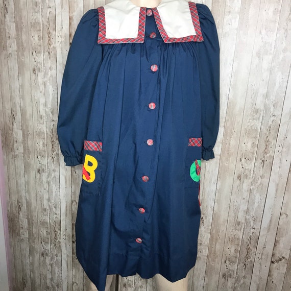 Vintage Navy Blue Schoolgirl Dress with Front Ple… - image 7