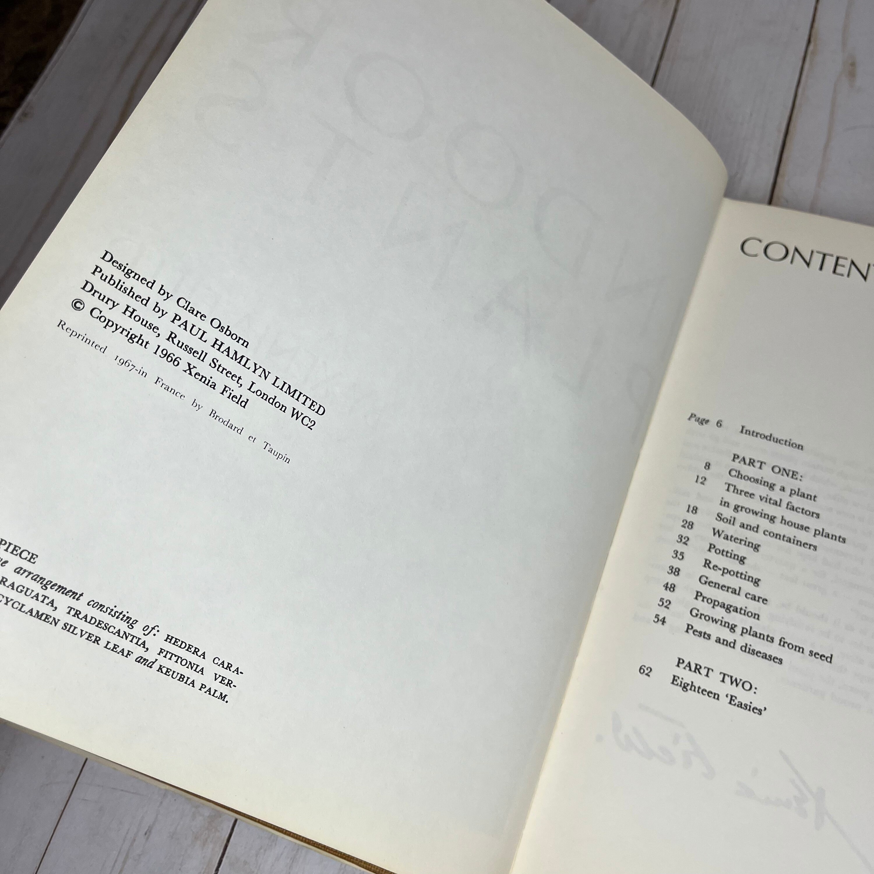 Indoor Plants by Xenia Field, Vintage 1966 HCDJ Book, Planting and