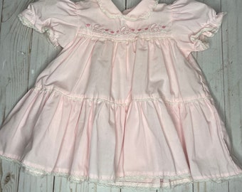 Vintage Baby Togs Brand Pink Infant Little Girls Dress Size 6-9 Months, Vintage Baby Clothes, Vintage Children’s Clothes