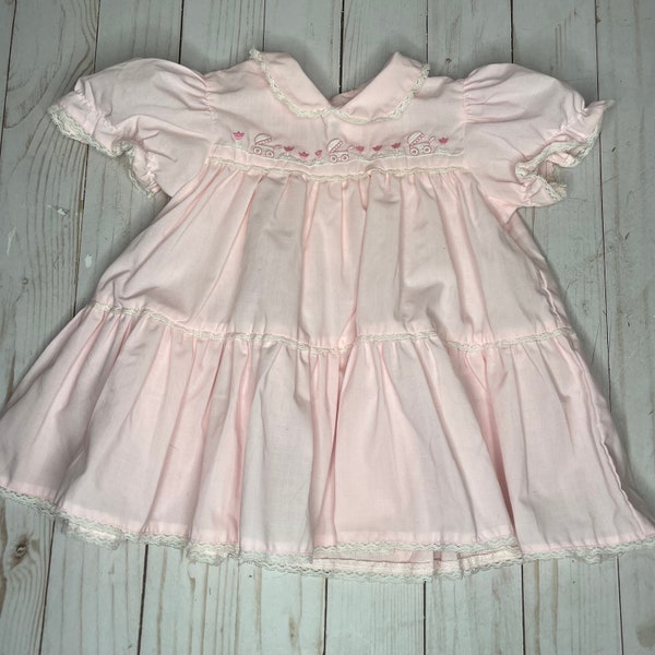 Vintage Baby Togs Brand Pink Infant Little Girls Dress Size 6-9 Months, Vintage Baby Clothes, Vintage Children’s Clothes