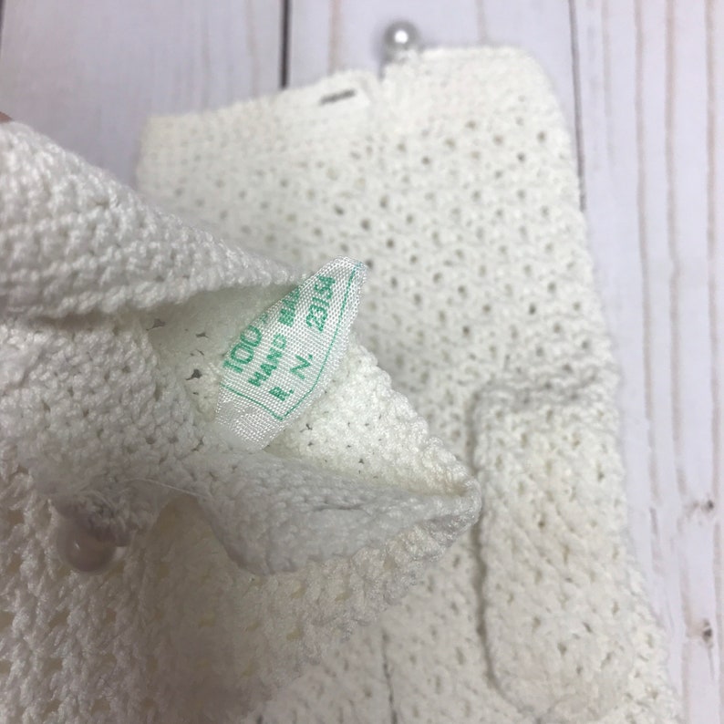 Vintage Crochet Gloves Bridal Accessory, Off-White Cotton Costume Special Event Gloves image 6
