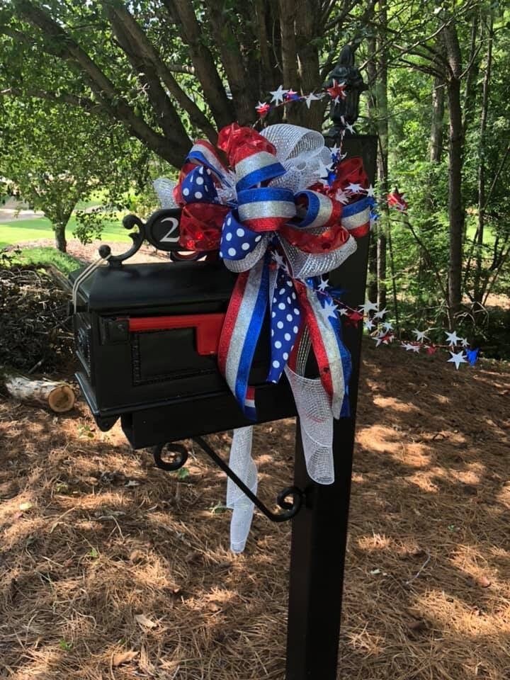 Patriotic Mailbox Bow 4th of July Mailbox Swag Etsy