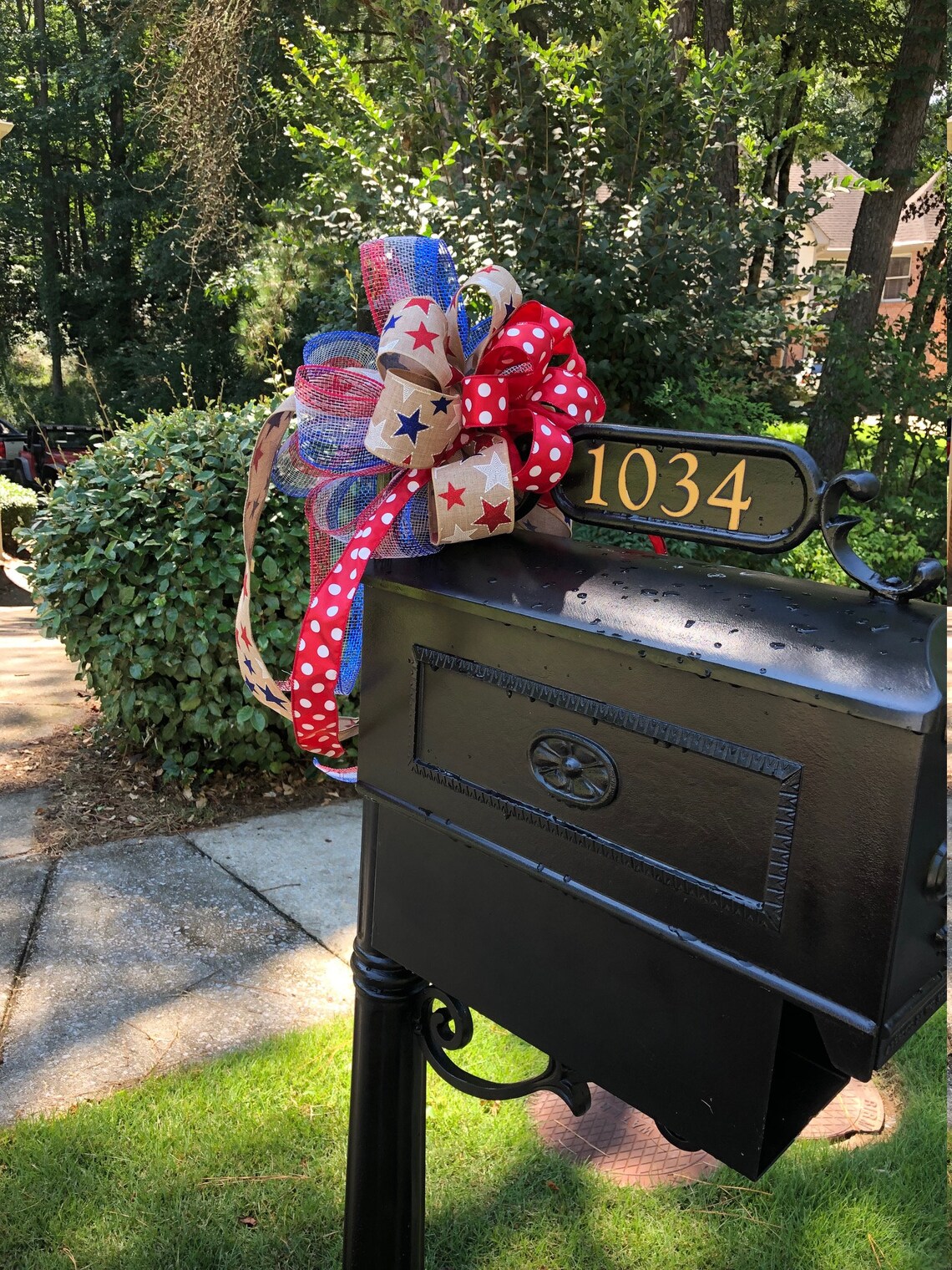 Patriotic Mailbox Bow 4th of July Mailbox Swag Etsy