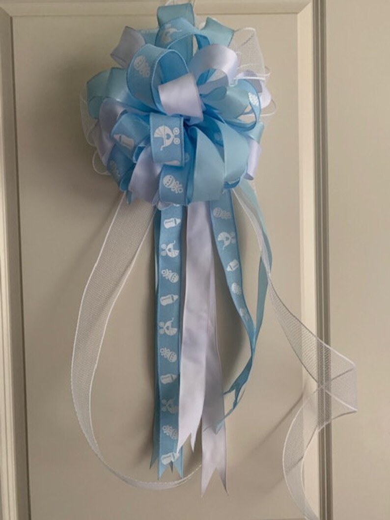 Baby Boy Bow Baby Announcement Bow Door Hanger Mailbox Etsy