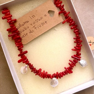 coral and freshwater pearl necklace