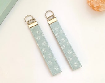 Blue Smiley Face Wristlet | Key Chain | Key fob