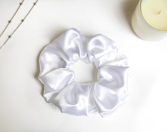 White Satin Scrunchie  | Hair Tie