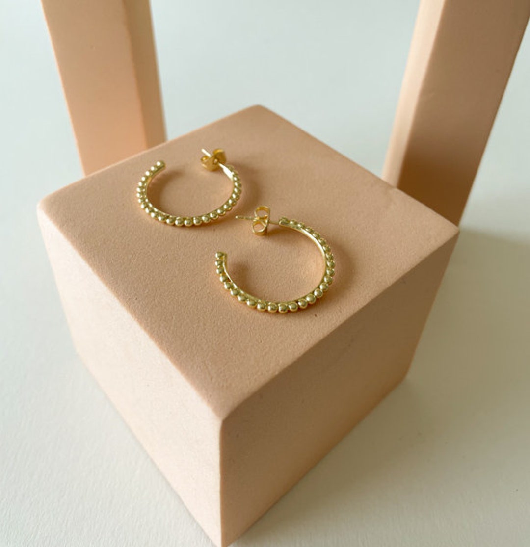 Ball Huggies Hoop Earrings Gold Pearl Hoop Earrings Ball Etsy