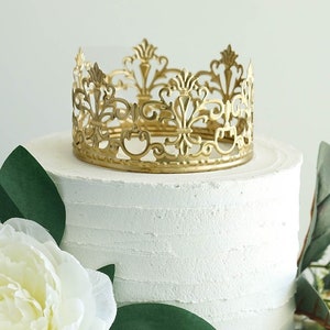 Gold Cake Toppers, Crown Cake Toppers, Princess Crown Cake Top, Metal Cake Toppers for Anniversary, Wedding, Quinceañera, Birthday, Cakes image 2