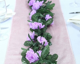 6FT Lavender Lilac Silk Rose Vine, Fake Rose Garland, Hanging Roses, Wedding Garland, Arch Decor Greenery Garland