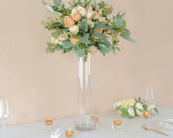 Set of 6 | 20" Clear Glass Vase, Flower Vase, Cylinder Glass Vase, Glass Vase for Candles, Wedding Centerpiece, Modern Decor, Housewarming