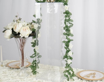 Pedestal de acrílico transparente de 81 cm, expositor de acrílico, pedestal para flores y centros de mesa, pedestal transparente para bodas, vitrina, columna de acrílico para pastel