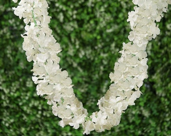 7FT | Silk Hydrangea Flower Garland, Artificial Hydrangea Wedding Flowers Garland Vines, Boho Wedding Arch Garden Background decor - Cream