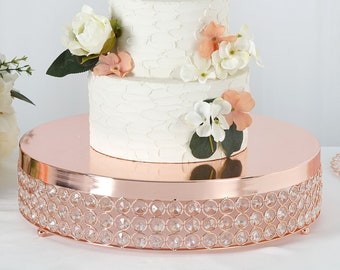 15" Blush/Rose Gold Cake Stand, Crystal Metal Cake Stand, Cake Riser, Food Display, Wedding Cake Stand, Round Cake Stand, Cake Display Stand