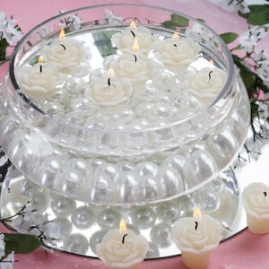1&quot; Ivory Mini Rose Flower Floating Candles, Rose Candles, Flower Candles for Table Decor, Home Decor, Dinner Decor - 12 Pack