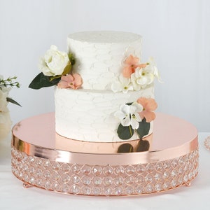 15" Blush/Rose Gold Cake Stand, Crystal Metal Cake Stand, Cake Riser, Food Display, Wedding Cake Stand, Round Cake Stand, Cake Display Stand