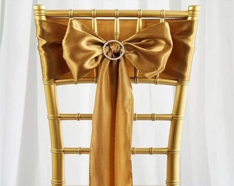5 Pack | Gold Satin Chair Sashes | 6"x106"