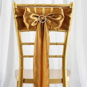 5 Pack | Gold Satin Chair Sashes | 6&quot;x106&quot;