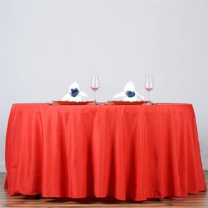 132&quot; Red Polyester Round Tablecloth