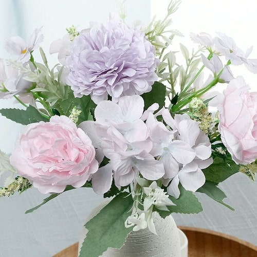 12 Tall Assorted Silk Flowers Peony Carnation Daisy Etsy