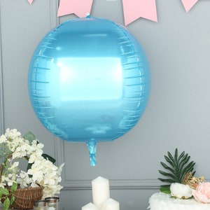 Pack of 2 | 18&quot; | Blue Jumbo 4D Orbz Balloons | Round Sphere Aluminium Foil Mylar Balloons