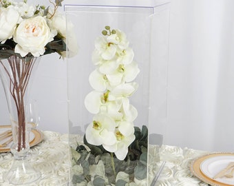 24" Clear Acrylic Pedestal Riser, Acrylic Display Box, Floral and Centerpiece Riser, Clear Wedding Plinth, Showcase Box, Acrylic Column Cake