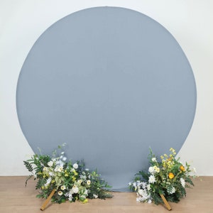 7.5ft Matte Dusty Blue Round Spandex Fit Wedding Round Backdrop Stand Cover, Wedding Arch Covers, Photography Backdrop, Party Backdrops