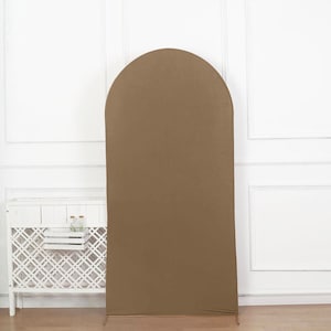 7ft | Matte Taupe Spandex Fitted Wedding Arch Covers For Round Top Chiara Backdrop Stands, Photography Backdrop, Wedding Decor Stand Covers