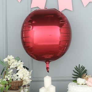 Pack of 2 | 18&quot; | Burgundy Jumbo 4D Orbz Round Balloons | Aluminium Foil Mylar Balloons
