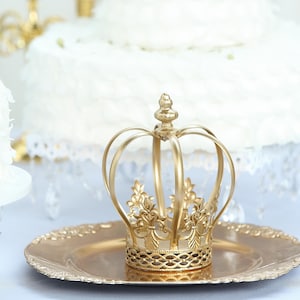8inch Gold Cake Toppers, Royal Crown Cake Toppers, Fillable Cake Crown, Metal Cake Toppers for Anniversary, Wedding, Birthday, Cake Decor