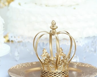 8" Gold Cake Toppers, Royal Crown Cake Toppers, Fillable Cake Crown, Metal Cake Toppers for Anniversary, Wedding, Birthday, Cake Decor