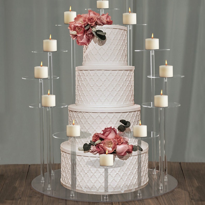29inches Tall 12-Arm Tiered Clear Acrylic Dessert Display Stand, Multi-Layer Round Tray Cupcake Serving Rack Cake Pedestal, Wedding Cupcake Stand