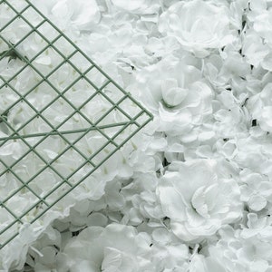 11 Sq Ft - 4 Panels White Silk Rose & Hydrangea Flower Wall Panel for ...