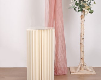 32" Ivory Wedding Props Stage Origami Round Pillar Set Baby Shower Decor, Home Birthday Party Arrangement Decor, Baby Baptism Decor