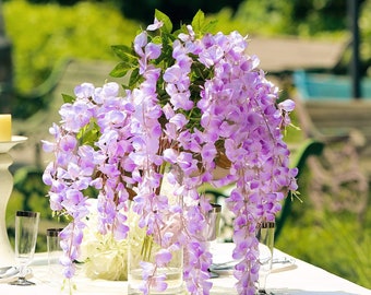 Guirnalda de flores artificiales de lavanda y lila de 112 cm (5 arbustos). Ideal para bodas rústicas.