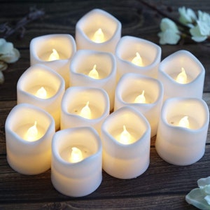 12 Pack | 2" White Flameless Candles, LED Votive Candles, Battery Operated Candles, Tealight Candles, Dripless Candles, Candle Gift