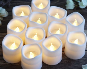 12 Pack | 2" White Flameless Candles, LED Votive Candles, Battery Operated Candles, Tealight Candles, Dripless Candles, Candle Gift