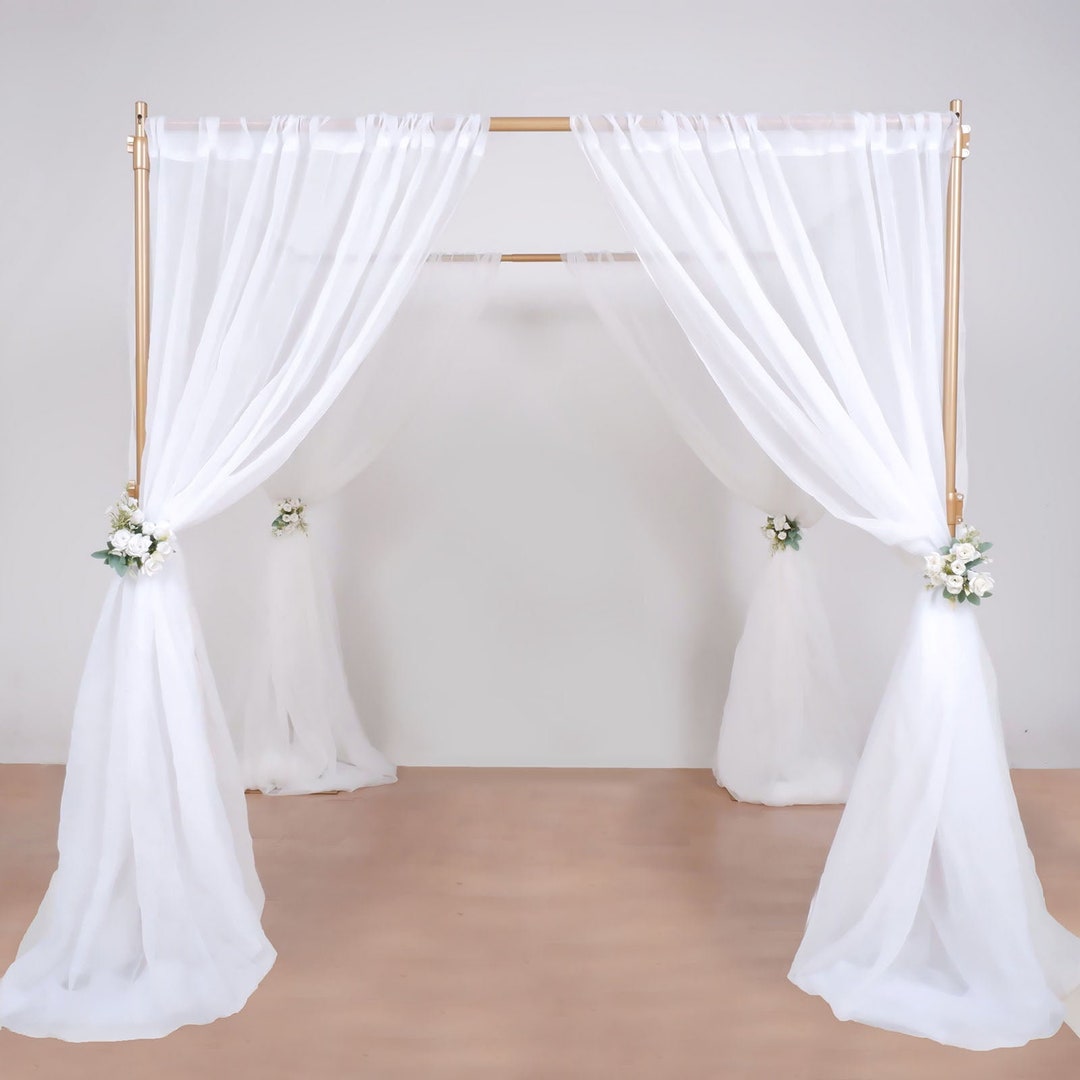 10ft Adjustable Gold Backdrop Stand, Square Wedding Arch Stand, 4 Post Chuppah Canopy Stand