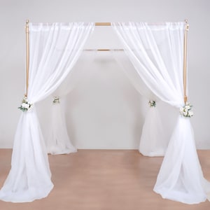 10ft Adjustable Gold Backdrop Stand, Square Wedding Arch Stand, 4 Post Chuppah Canopy Stand, Heavy Duty Event Metal Mandap Backdrop Frame