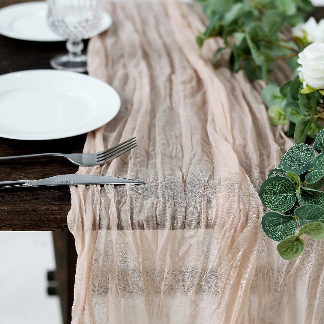 10FT Gauze Cheesecloth Table Runner Handmade Boho Wedding Arbor, Rustic Wedding Arch Cheesecloth