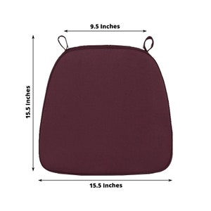 2inch Thick Burgundy Chiavari Chair Pad, Memory Foam Seat Cushion With Ties and Removable Cover