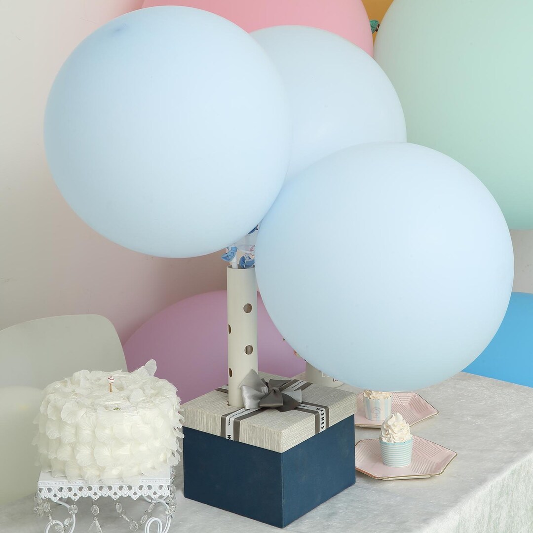 10 Pack - 18" Pastel Ice Blue Helium Latex Balloons - Matte Color Round ...