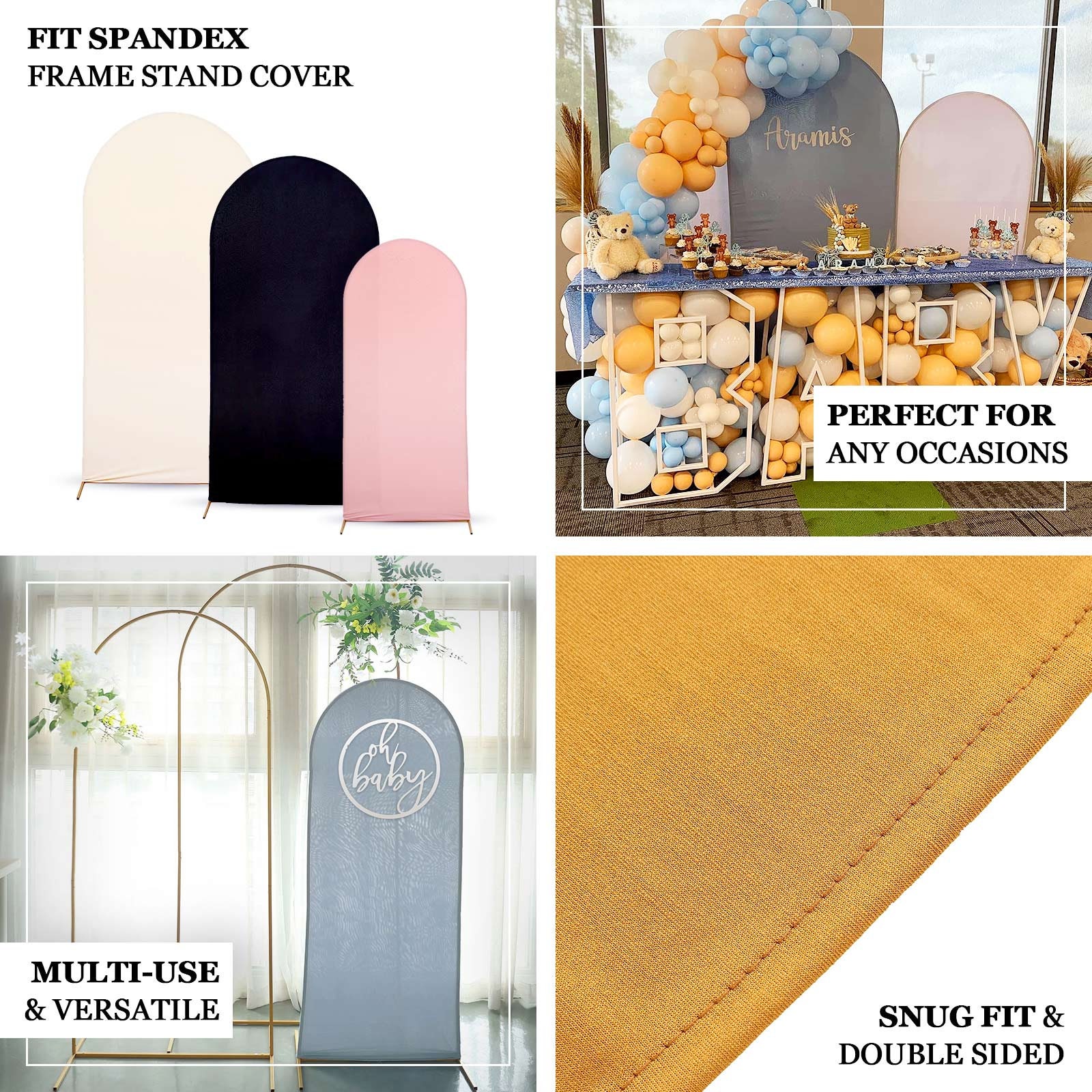 Decor R Covers 6ft | Matte Light Brown Spandex Fitted Wedding Arch Covers for Round ...