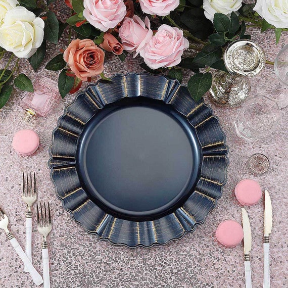 Navy plastic plates cheap