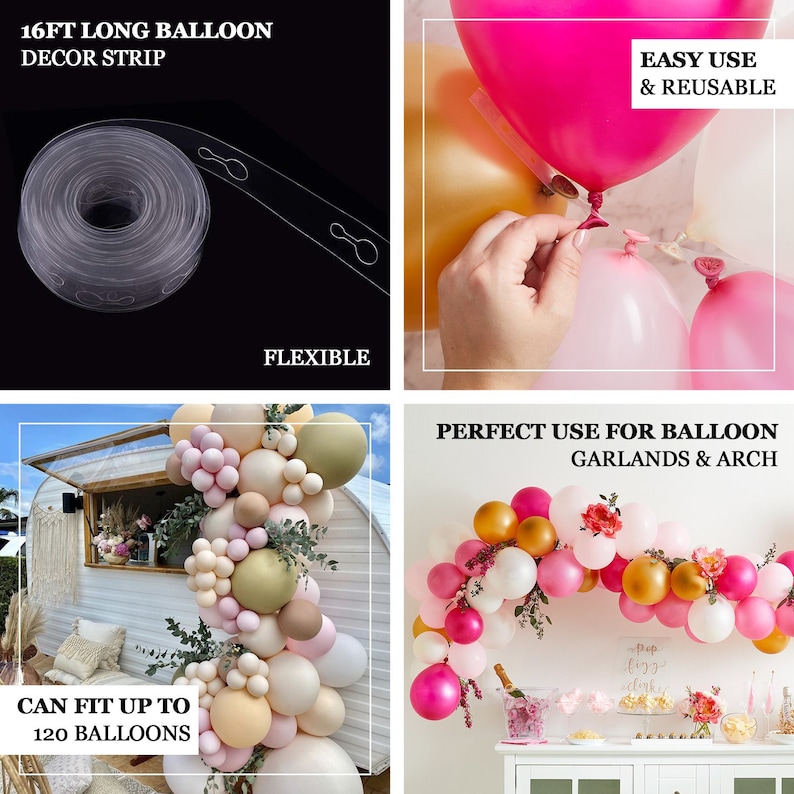 16FT Balloon Decoration Strip, Plastic Strips, Balloon Tape, DIY Tape, Party Supplies, Balloon Accessories